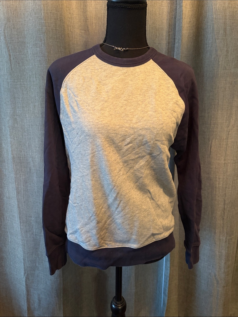 J. Crew Two-Tone Crewneck Sweatshirt — Gray & Navy